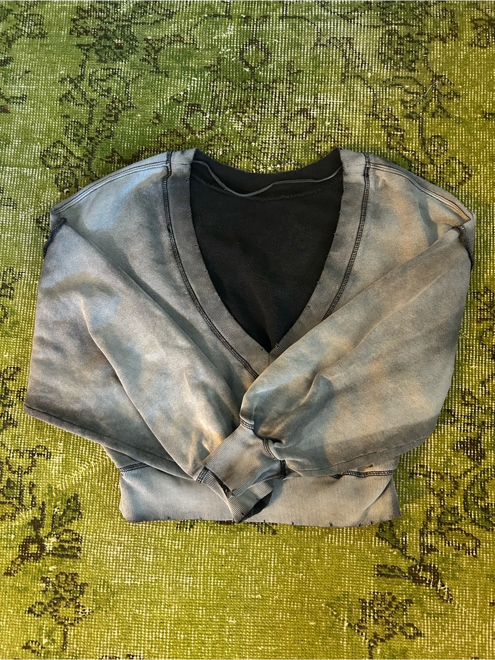 Free People Washed Gray V-Neck Pullover Sweater